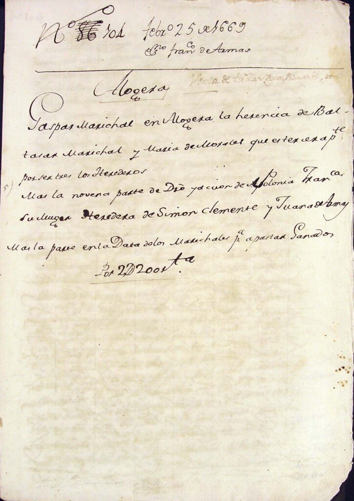 Escritura Alojera,1660